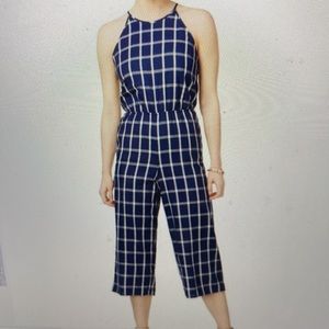 Maison Jules Window Pane Tie Neck Jumpsuit - Size Large